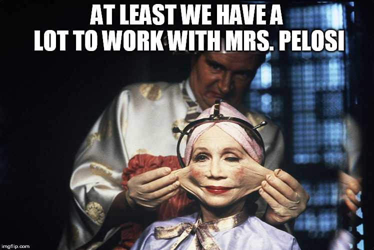 Brazil Facelift | AT LEAST WE HAVE A LOT TO WORK WITH MRS. PELOSI | image tagged in brazil facelift | made w/ Imgflip meme maker