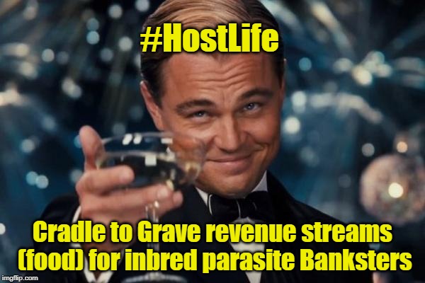 #HostLife | #HostLife; Cradle to Grave revenue streams (food) for inbred parasite Banksters | image tagged in memes,revenue stream,parasites,banksters | made w/ Imgflip meme maker