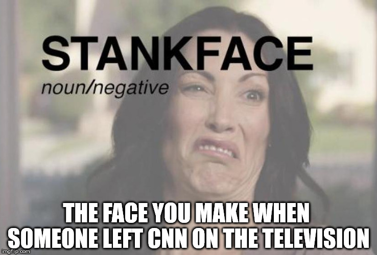 Even worse if Pelosi is on it at the time... | THE FACE YOU MAKE WHEN SOMEONE LEFT CNN ON THE TELEVISION | image tagged in stank face,cnn fake news | made w/ Imgflip meme maker