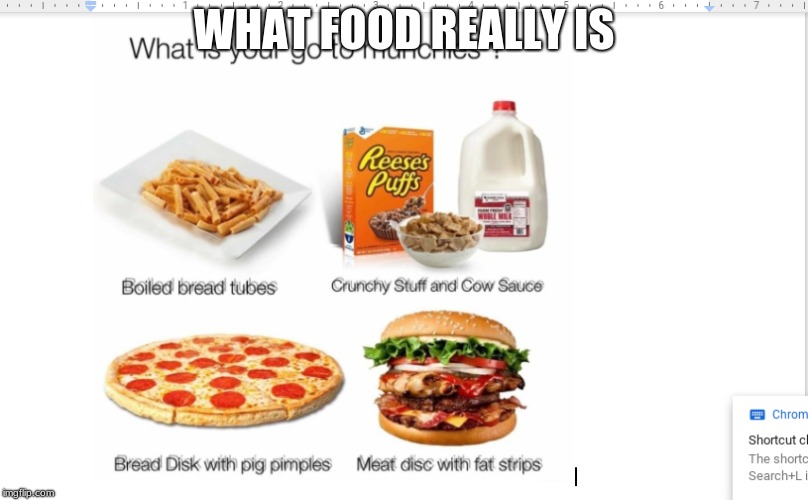 WHAT FOOD REALLY IS | image tagged in food memes | made w/ Imgflip meme maker