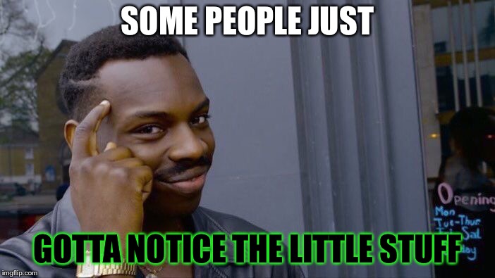 Roll Safe Think About It Meme | SOME PEOPLE JUST GOTTA NOTICE THE LITTLE STUFF | image tagged in memes,roll safe think about it | made w/ Imgflip meme maker