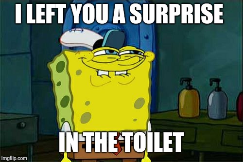 Don't You Squidward Meme | I LEFT YOU A SURPRISE; IN THE TOILET | image tagged in memes,dont you squidward | made w/ Imgflip meme maker