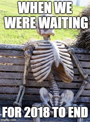 Waiting Skeleton | WHEN WE WERE WAITING; FOR 2018 TO END | image tagged in memes,waiting skeleton | made w/ Imgflip meme maker