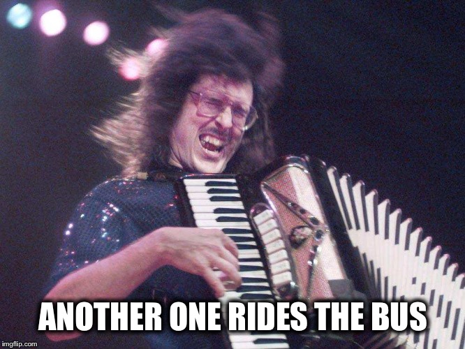 Weird Al Accordion | ANOTHER ONE RIDES THE BUS | image tagged in weird al accordion | made w/ Imgflip meme maker