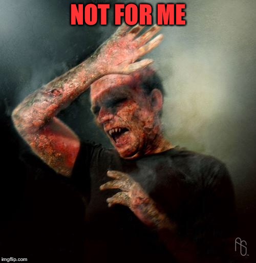 burning vampire | NOT FOR ME | image tagged in burning vampire | made w/ Imgflip meme maker