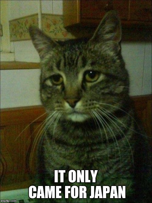 Depressed Cat Meme | IT ONLY CAME FOR JAPAN | image tagged in memes,depressed cat | made w/ Imgflip meme maker