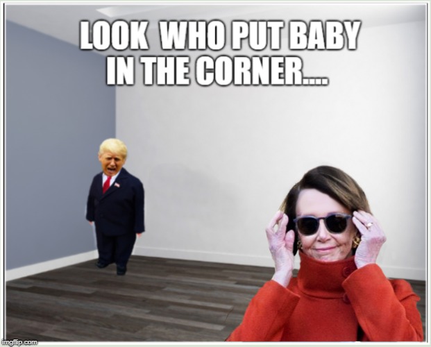 BAM! | image tagged in nancy pelosi,donald trump,cave,white house | made w/ Imgflip meme maker