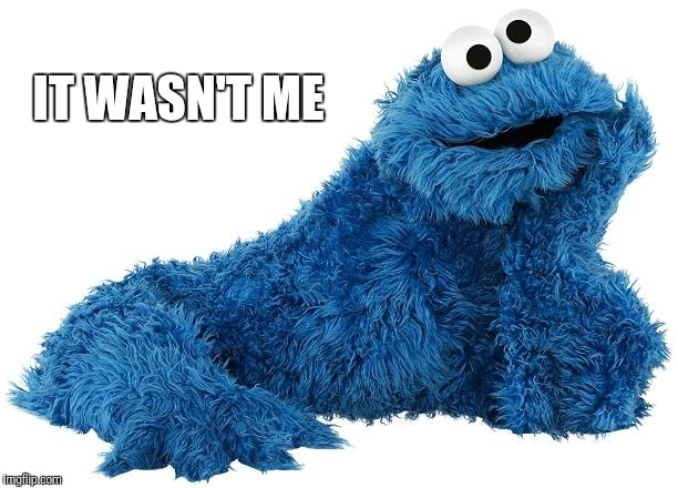 Cookie Monster | IT WASN'T ME | image tagged in cookie monster | made w/ Imgflip meme maker