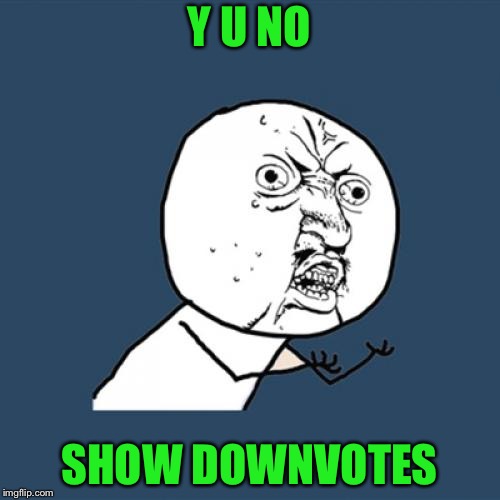Y U No | Y U NO; SHOW DOWNVOTES | image tagged in memes,y u no | made w/ Imgflip meme maker