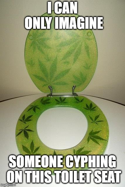 well, someone had to find this stupid image and make a meme of it! | I CAN ONLY IMAGINE; SOMEONE CYPHING ON THIS TOILET SEAT | image tagged in weed,420,funny,memes | made w/ Imgflip meme maker