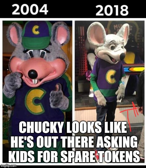 CHUCKY LOOKS LIKE HE'S OUT THERE ASKING KIDS FOR SPARE TOKENS | image tagged in funny | made w/ Imgflip meme maker