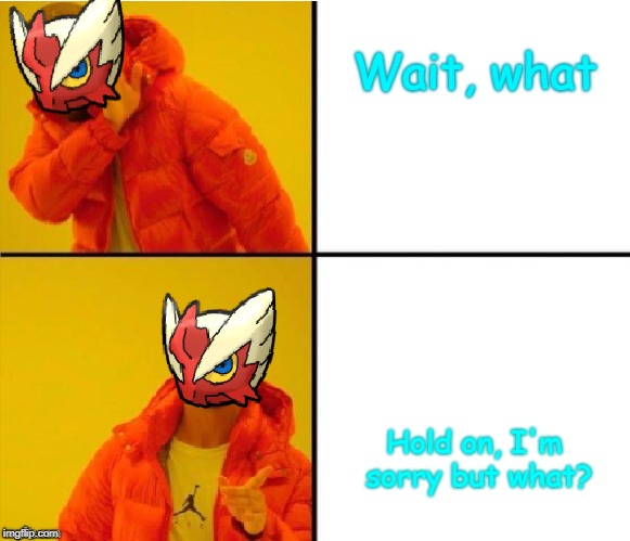 Wait, what Hold on, I'm sorry but what? | image tagged in blaze the blaziken drake meme | made w/ Imgflip meme maker