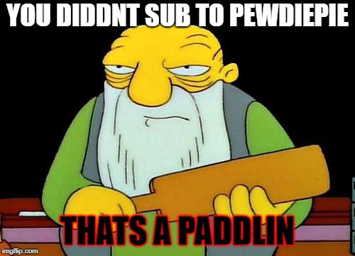 That's a paddlin' | YOU DIDDNT SUB TO PEWDIEPIE; THATS A PADDLIN | image tagged in memes,that's a paddlin' | made w/ Imgflip meme maker