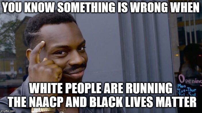 Roll Safe Think About It Meme | YOU KNOW SOMETHING IS WRONG WHEN WHITE PEOPLE ARE RUNNING THE NAACP AND BLACK LIVES MATTER | image tagged in memes,roll safe think about it | made w/ Imgflip meme maker