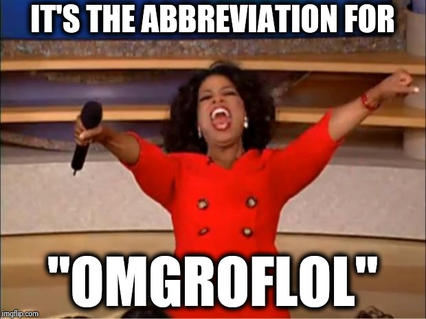 Oprah You Get A Meme | IT'S THE ABBREVIATION FOR "OMGROFLOL" | image tagged in memes,oprah you get a | made w/ Imgflip meme maker