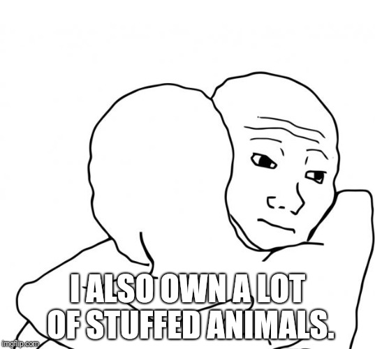 I Know That Feel Bro Meme | I ALSO OWN A LOT OF STUFFED ANIMALS. | image tagged in memes,i know that feel bro | made w/ Imgflip meme maker