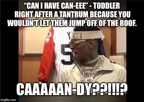 Soulja DRAKEEEEE | “CAN I HAVE CAN-EEE” - TODDLER RIGHT AFTER A TANTRUM BECAUSE YOU WOULDN’T LET THEM JUMP OFF OF THE ROOF. CAAAAAN-DY??!!!? | image tagged in soulja drakeeeee | made w/ Imgflip meme maker