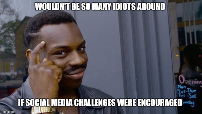 Roll Safe Think About It | WOULDN'T BE SO MANY IDIOTS AROUND; IF SOCIAL MEDIA CHALLENGES WERE ENCOURAGED | image tagged in memes,roll safe think about it | made w/ Imgflip meme maker