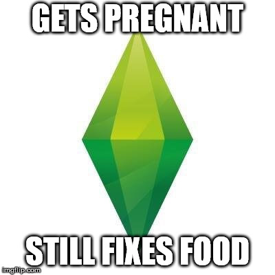 Sims logic | GETS PREGNANT; STILL FIXES FOOD | image tagged in sims logic | made w/ Imgflip meme maker