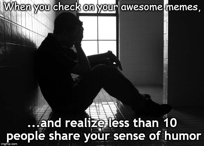 Reality Can be Cruel  | When you check on your awesome memes, ...and realize less than 10 people share your sense of humor | image tagged in sorrow,memes,imgflip | made w/ Imgflip meme maker