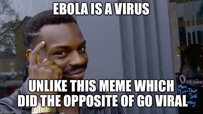 Roll Safe Think About It Meme | EBOLA IS A VIRUS UNLIKE THIS MEME WHICH DID THE OPPOSITE OF GO VIRAL | image tagged in memes,roll safe think about it | made w/ Imgflip meme maker