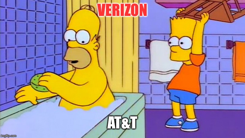 Bart Simpson chair | VERIZON; AT&T | image tagged in bart simpson chair | made w/ Imgflip meme maker