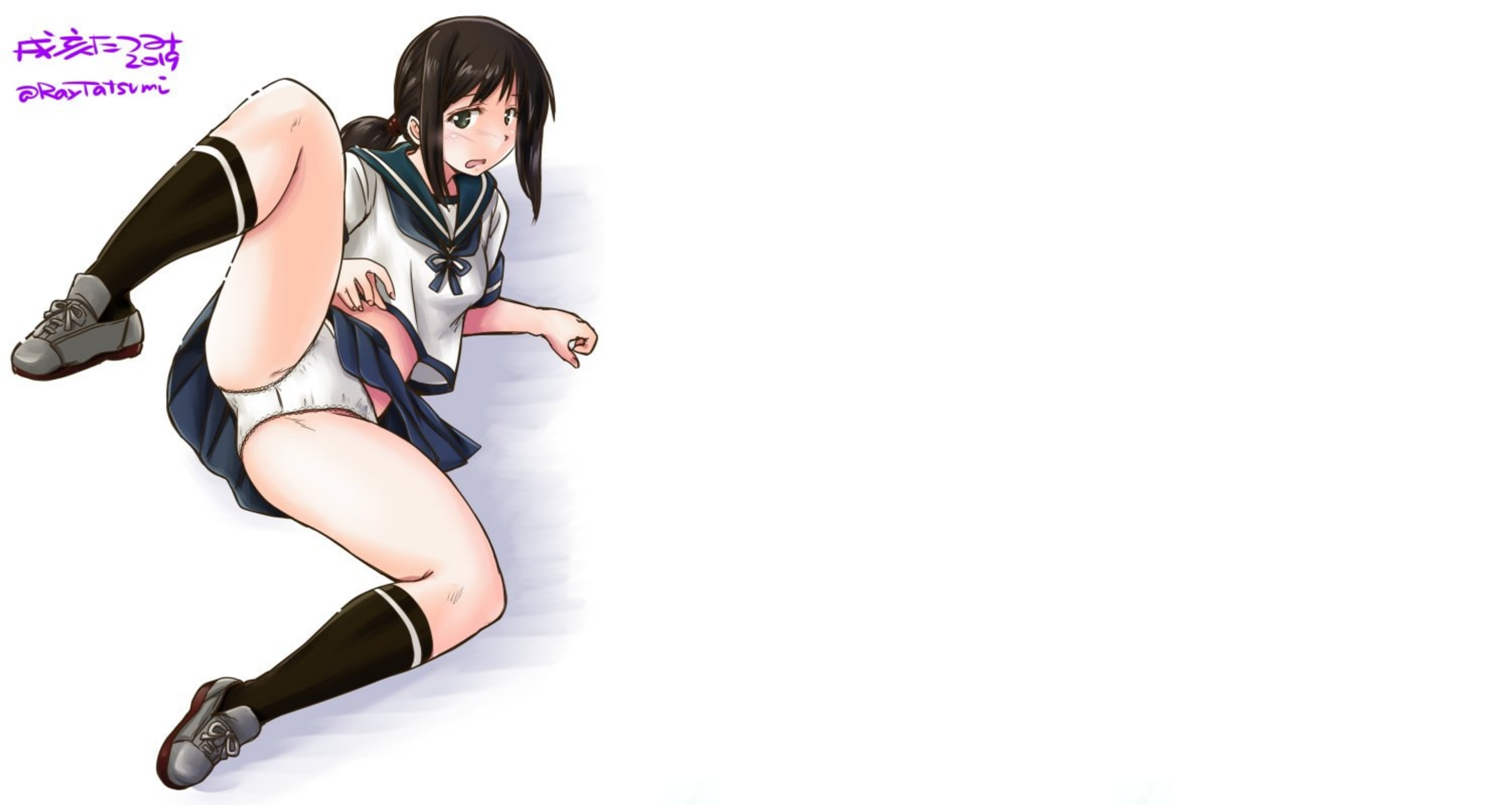 Anime schoolgirl on floor, legs open Blank Meme Template