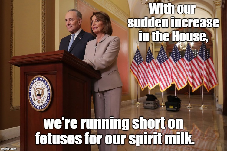 New York to the Rescue!! | With our sudden increase in the House, we're running short on fetuses for our spirit milk. | image tagged in democrats,abortion,new york | made w/ Imgflip meme maker