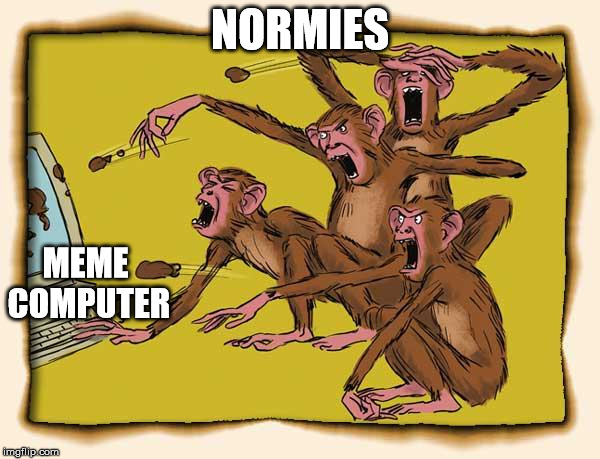 normies v meme makers |  NORMIES; MEME COMPUTER | image tagged in angry  stupid | made w/ Imgflip meme maker