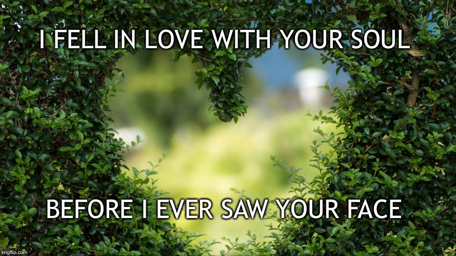 I FELL IN LOVE WITH YOUR SOUL; BEFORE I EVER SAW YOUR FACE | image tagged in heart | made w/ Imgflip meme maker