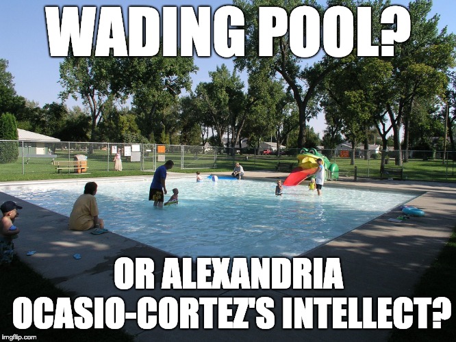 WADING POOL? OR ALEXANDRIA OCASIO-CORTEZ'S INTELLECT? | image tagged in wading pool | made w/ Imgflip meme maker
