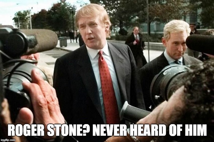 Roger and Me | ROGER STONE? NEVER HEARD OF HIM | image tagged in memes,politics,donald trump,roger stone | made w/ Imgflip meme maker