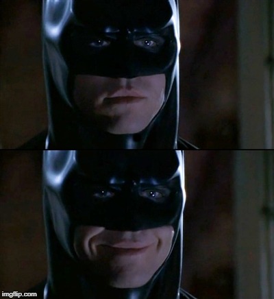 Batman Smiles Meme | . | image tagged in memes,batman smiles | made w/ Imgflip meme maker
