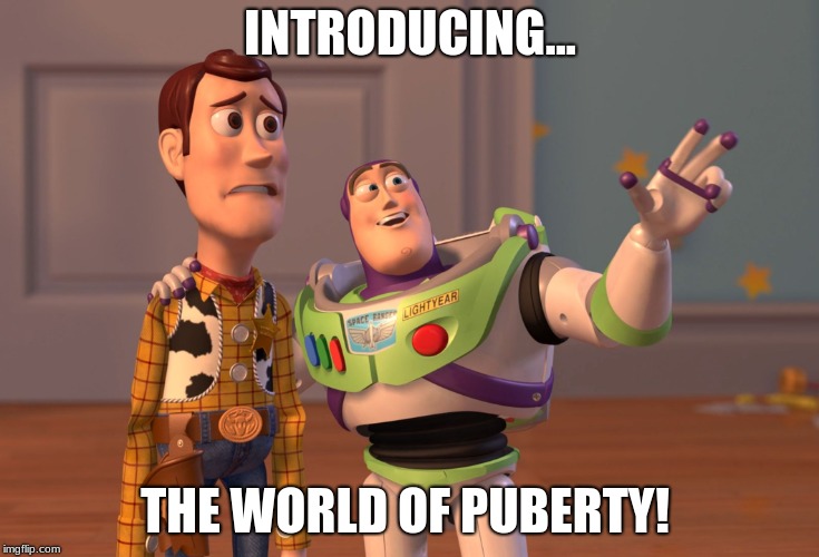 X, X Everywhere Meme |  INTRODUCING... THE WORLD OF PUBERTY! | image tagged in memes,x x everywhere | made w/ Imgflip meme maker