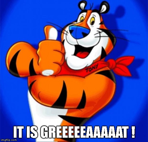 tony the tiger | IT IS GREEEEEAAAAAT ! | image tagged in tony the tiger | made w/ Imgflip meme maker