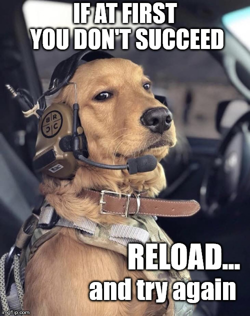 Reload | IF AT FIRST YOU DON'T SUCCEED; RELOAD... and try again | image tagged in reload,try again,succeed,bullets,magazine,shoot | made w/ Imgflip meme maker