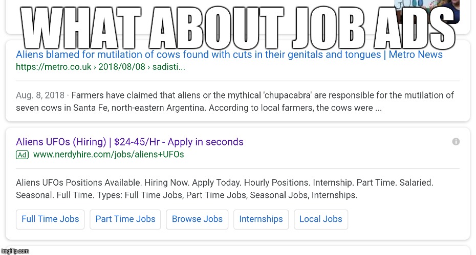 WHAT ABOUT JOB ADS | made w/ Imgflip meme maker