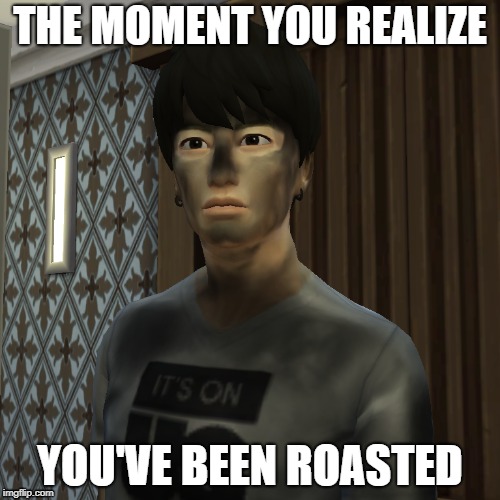 The moment... | THE MOMENT YOU REALIZE; YOU'VE BEEN ROASTED | image tagged in thesims4,funny,roasted,meme,the moment you realize | made w/ Imgflip meme maker