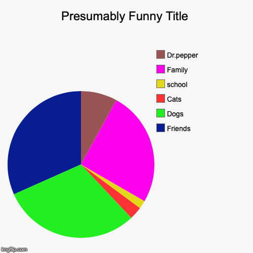 Friends, Dogs, Cats, school, Family, Dr.pepper | image tagged in funny,pie charts | made w/ Imgflip chart maker