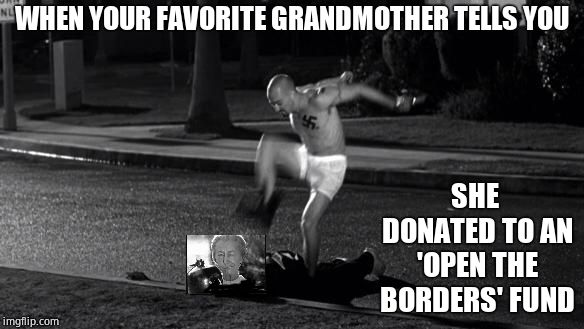Sorry, granny, you deserve this. | WHEN YOUR FAVORITE GRANDMOTHER TELLS YOU; SHE DONATED TO AN 'OPEN THE BORDERS' FUND | image tagged in berm,democrats,grandma finds the internet,salty grandma,beyondthecomments | made w/ Imgflip meme maker