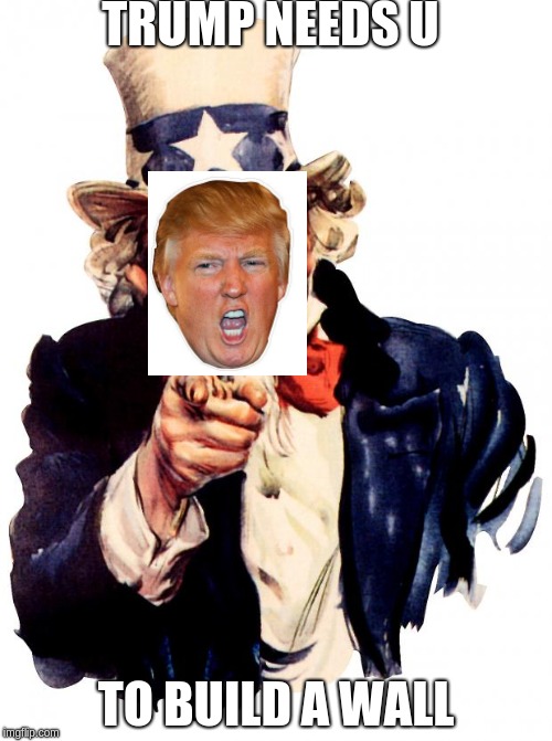 Uncle Sam | TRUMP NEEDS U; TO BUILD A WALL | image tagged in memes,uncle sam | made w/ Imgflip meme maker