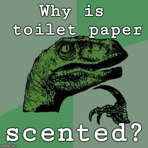 Phabreeze | Why is toilet paper; scented? | image tagged in memes,philosoraptor,stinky,funny memes | made w/ Imgflip meme maker