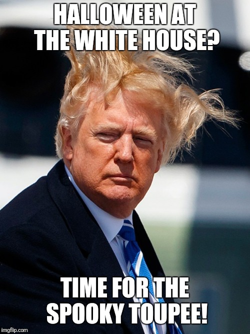 Spooky Hair | HALLOWEEN AT THE WHITE HOUSE? TIME FOR THE SPOOKY TOUPEE! | image tagged in halloween | made w/ Imgflip meme maker
