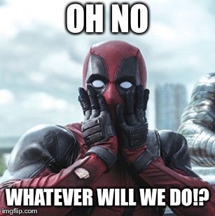 Deadpool - oh no! | OH NO; WHATEVER WILL WE DO!? | image tagged in deadpool - oh no | made w/ Imgflip meme maker