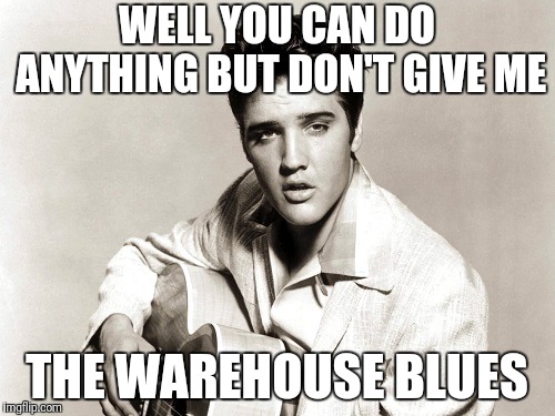 elvis birthday | WELL YOU CAN DO ANYTHING BUT DON'T GIVE ME THE WAREHOUSE BLUES | image tagged in elvis birthday | made w/ Imgflip meme maker