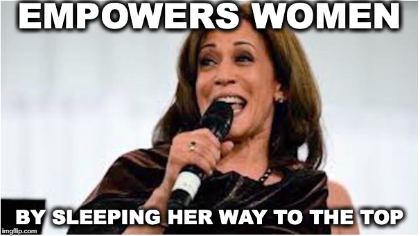 Kamala Harris | EMPOWERS WOMEN; BY SLEEPING HER WAY TO THE TOP | image tagged in kamala harris,empowerment,patriarchy,women rights,politics | made w/ Imgflip meme maker
