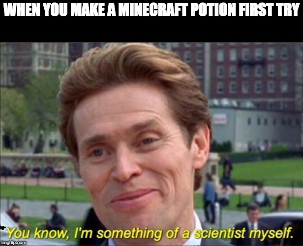 You know, I'm something of a scientist myself | WHEN YOU MAKE A MINECRAFT POTION FIRST TRY | image tagged in you know i'm something of a scientist myself | made w/ Imgflip meme maker