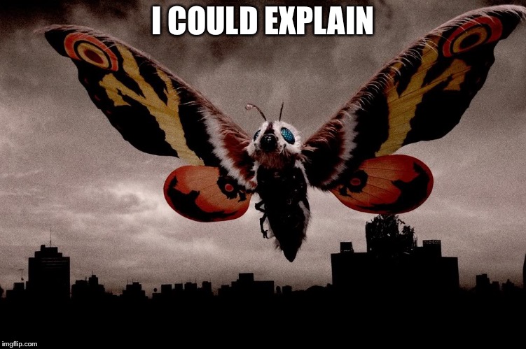 Mothra | I COULD EXPLAIN | image tagged in mothra | made w/ Imgflip meme maker
