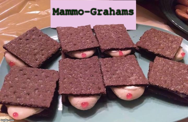 They Now Come in Chocolate! | Mammo-Grahams | image tagged in vince vance,mammogram,breasts,medical cookies,graham cracker,chocolate | made w/ Imgflip meme maker