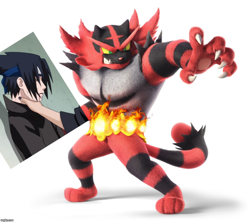 You Can't Escape Incineroar's Grasp | image tagged in sasuke choke edits,sasuke,incineroar,super smash bros ultimate,juicydeath1025,memes | made w/ Imgflip meme maker